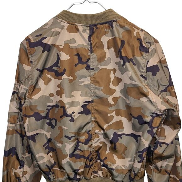 Love Tree Camo Full Zip Bomber Jacket Camouflage Long Sleeve Nylon M - Picture 6 of 16
